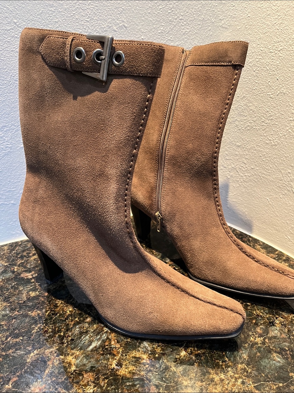 Missoni Tan Suede Mid-Calf Heeled Boots